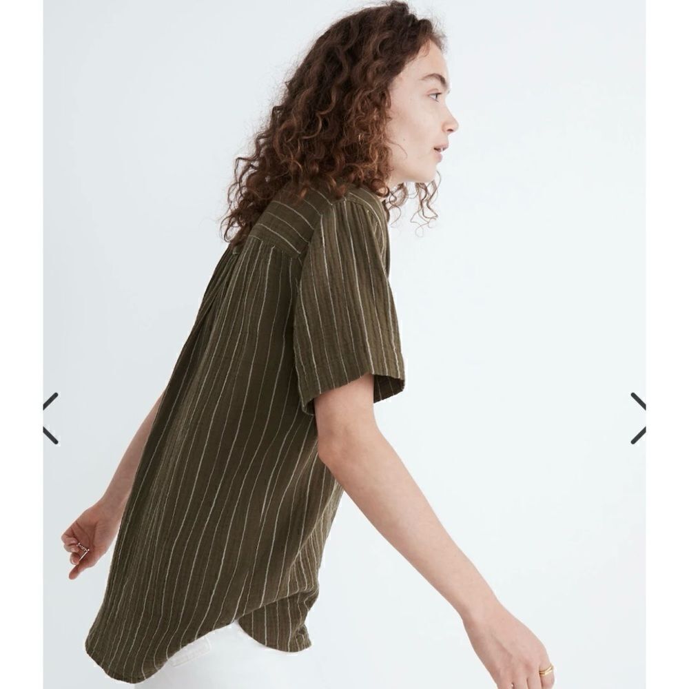 Madewell Lightspun Short-Sleeve Flap-Pocket Shirt in Stripe